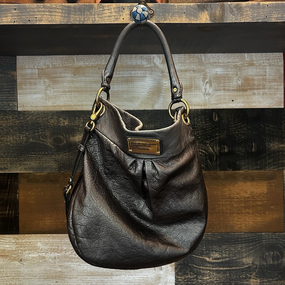 Marc by Marc Jacobs Classic Q Hillier Hobo Black Leather Shoulder Handbag EUC